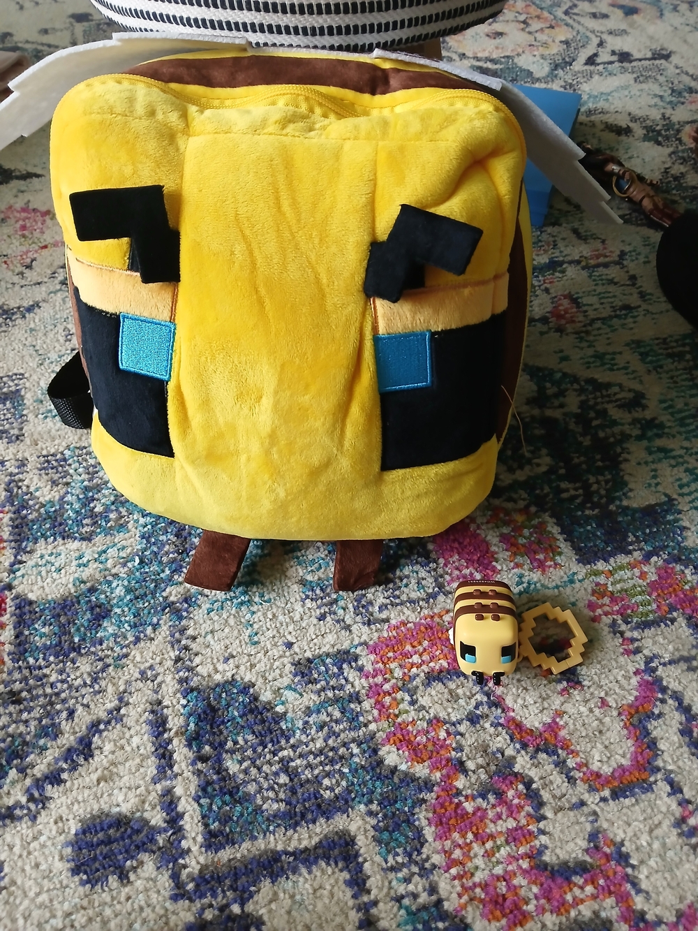 Minecraft Bee Plush Backpack Stuffed Animal Backpack NWT, plus bag charm